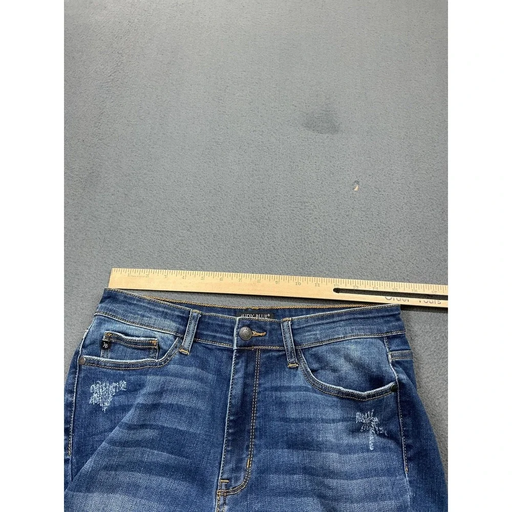 Judy Blue Jeans Womens‎ 11/30 Blue Medium Skinny Distressed Animal Print Denim